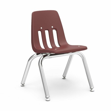 VIRCO 9000 Series 12" Classroom Chair, Preschool - 1st Grade with Nylon Glides - Wine Seat 9012